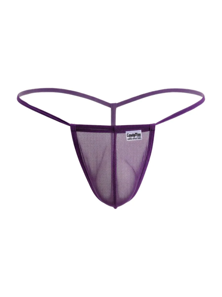 CandyMan 9586 Men's G-String Thong Color Purple Mesh - Image 5