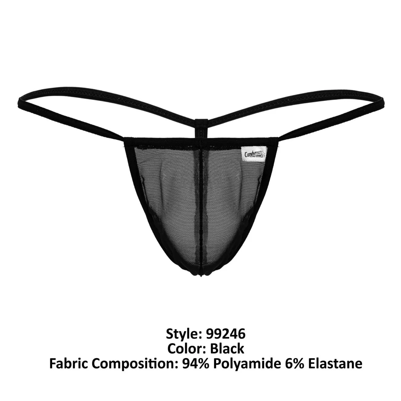 CandyMan 99246 Men's Underwear G-String Mesh Thongs Color Black - Image 8