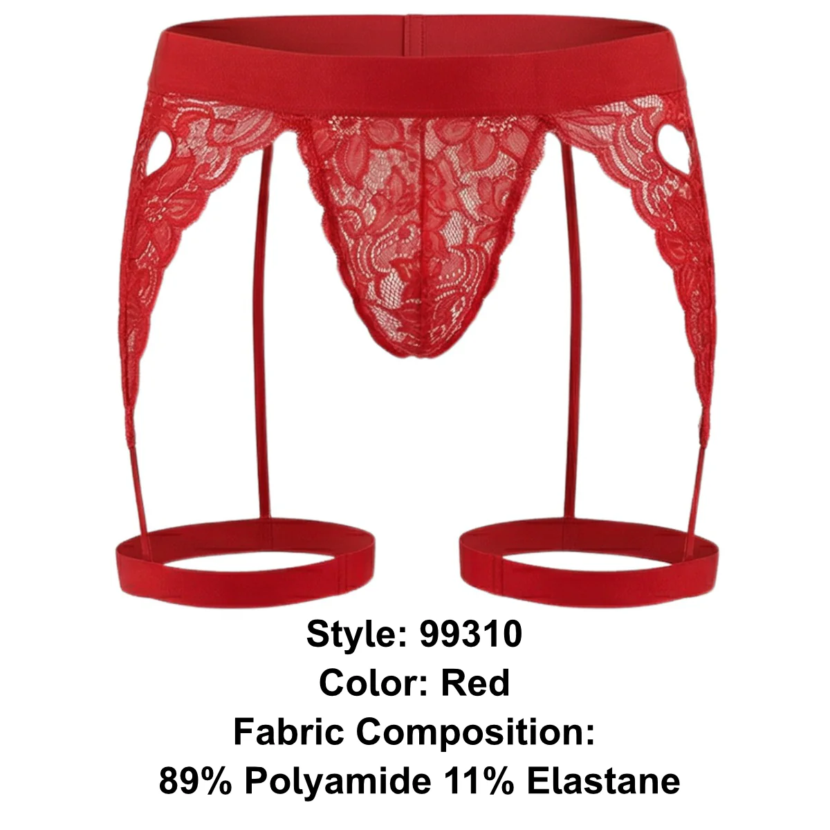CandyMan 99310 Men's Underwear Lace Garther Thongs Color Red - Image 8