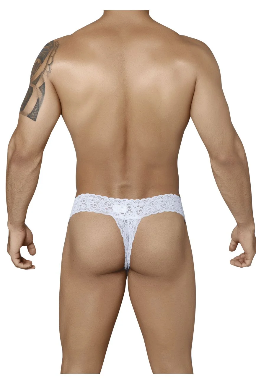 CandyMan 99315X Peek a Boo Lace Thongs Color White - Image 3