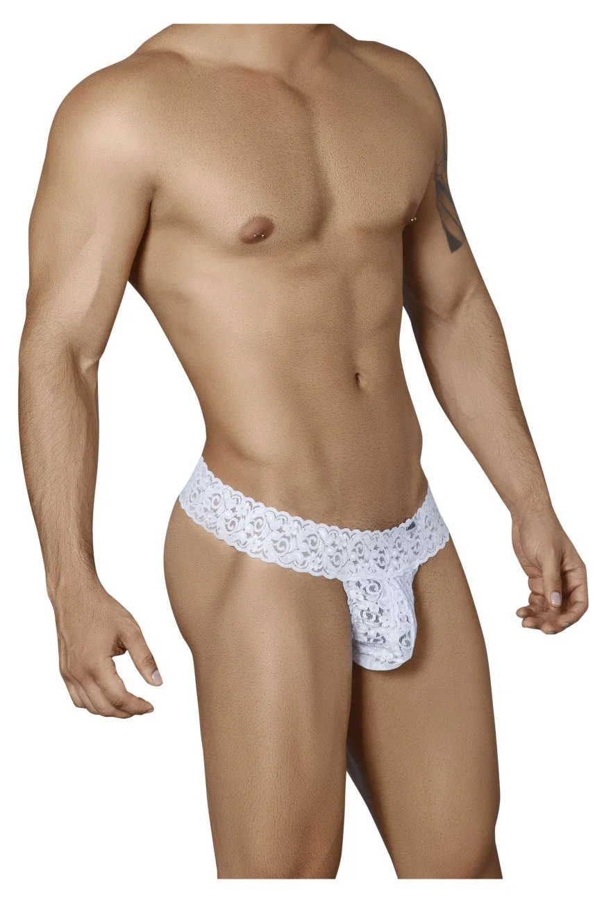 CandyMan 99315X Peek a Boo Lace Thongs Color White - Image 4