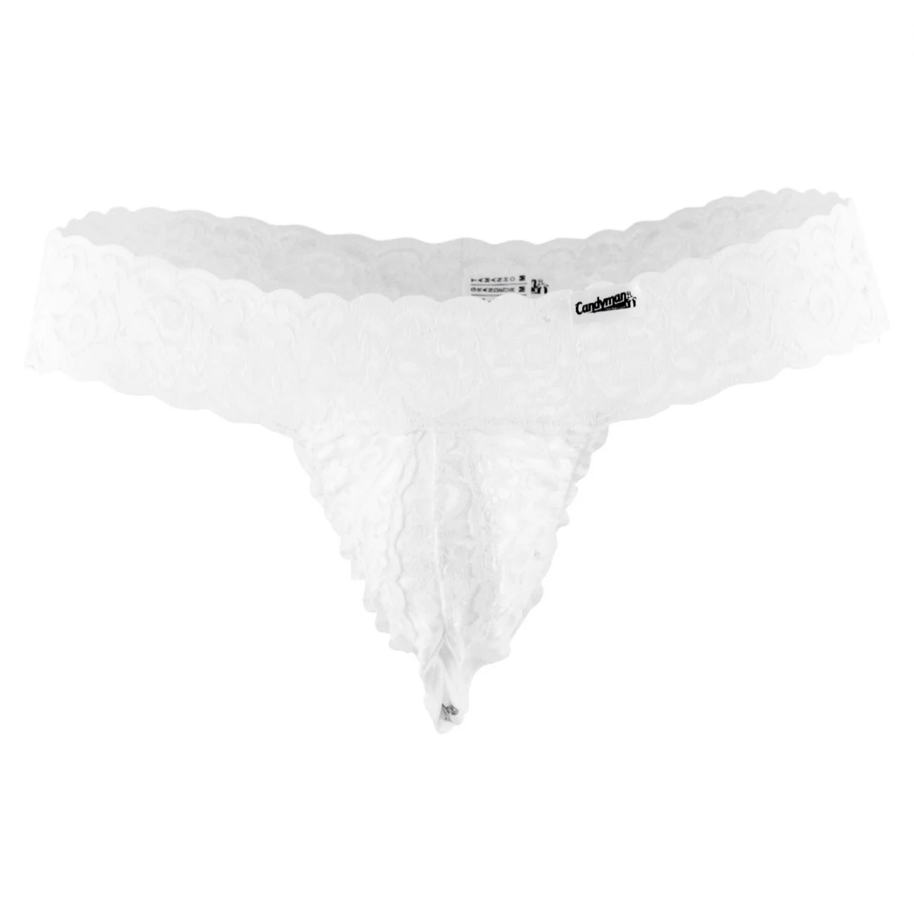 CandyMan 99315X Peek a Boo Lace Thongs Color White - Image 5