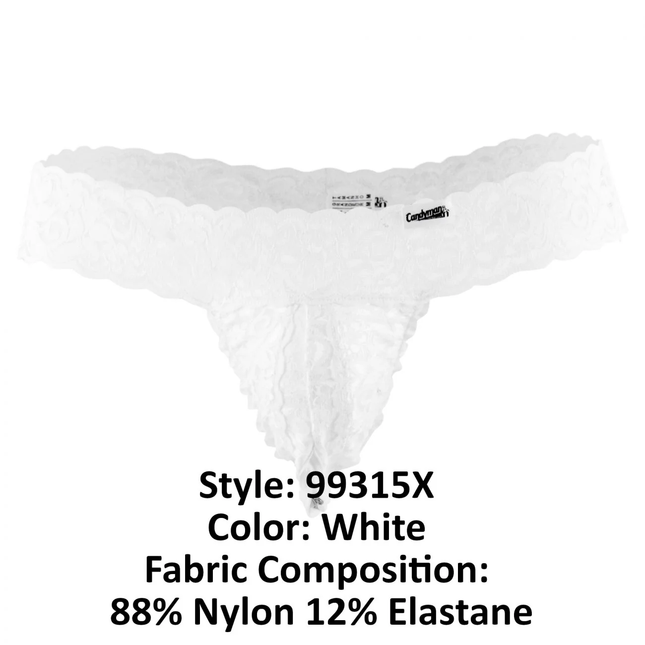 CandyMan 99315X Peek a Boo Lace Thongs Color White - Image 8