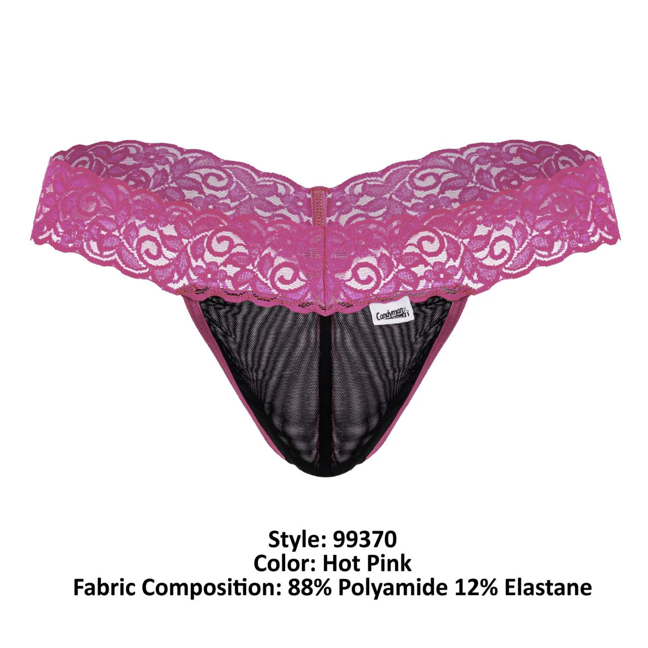 CandyMan 99370 Lace Thongs Color Hot Pink - Image 8