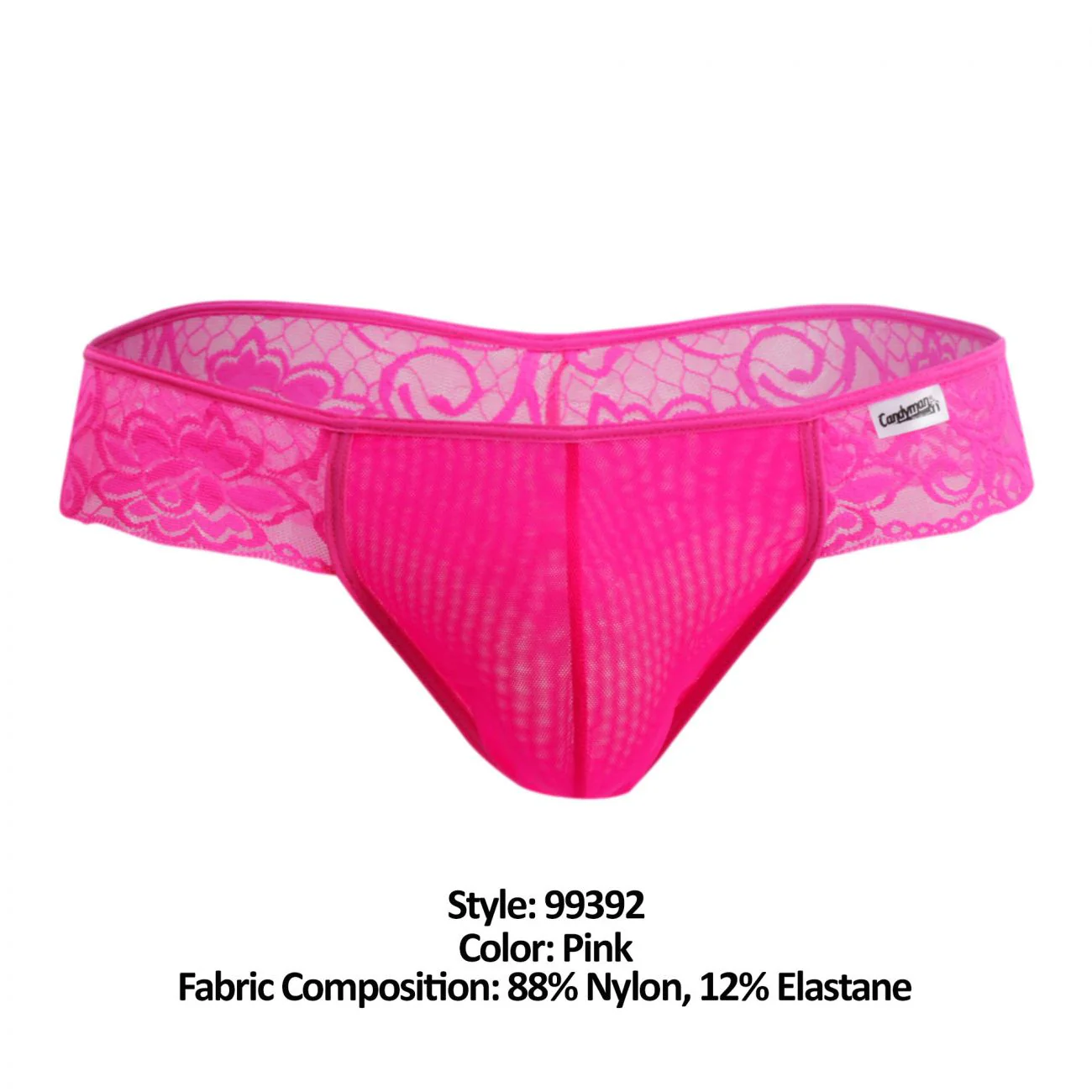 CandyMan 99392 Men's Underwear Lace Mesh Thongs Color Pink - Image 8