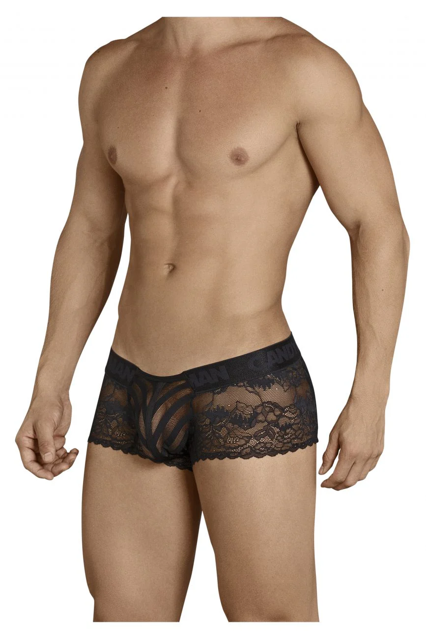 CandyMan 99393 Men's Underwear Mesh and Lace Boxer Briefs Color Black - Image 4