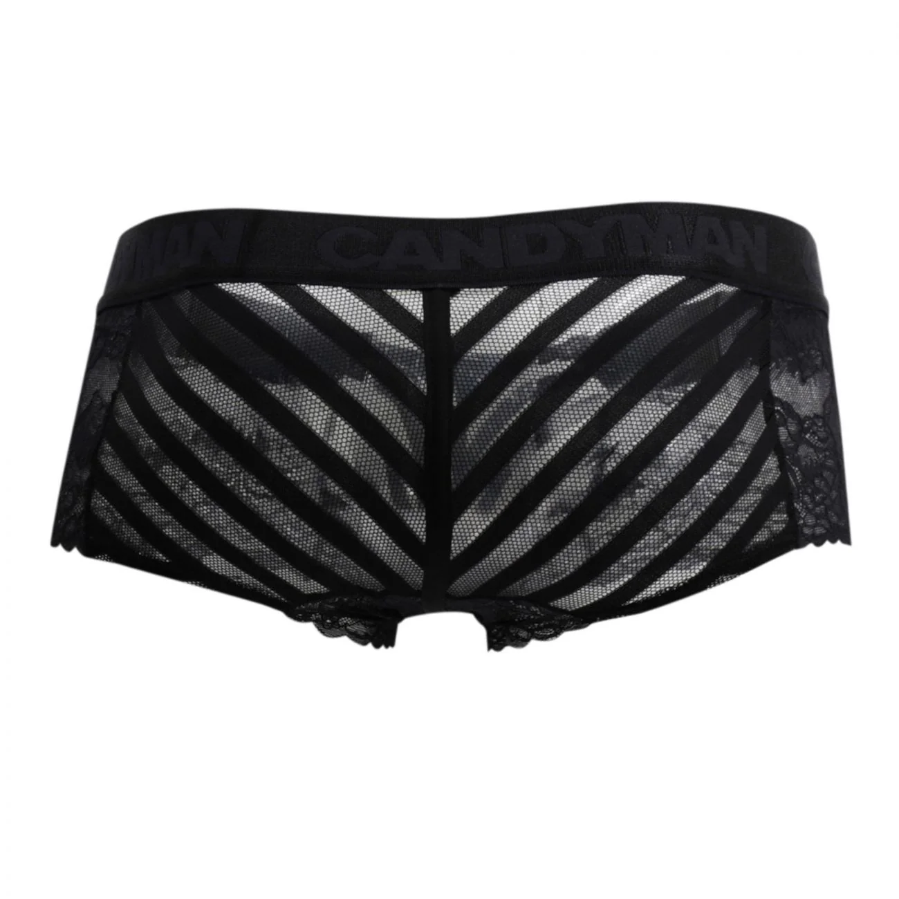 CandyMan 99393 Men's Underwear Mesh and Lace Boxer Briefs Color Black - Image 7