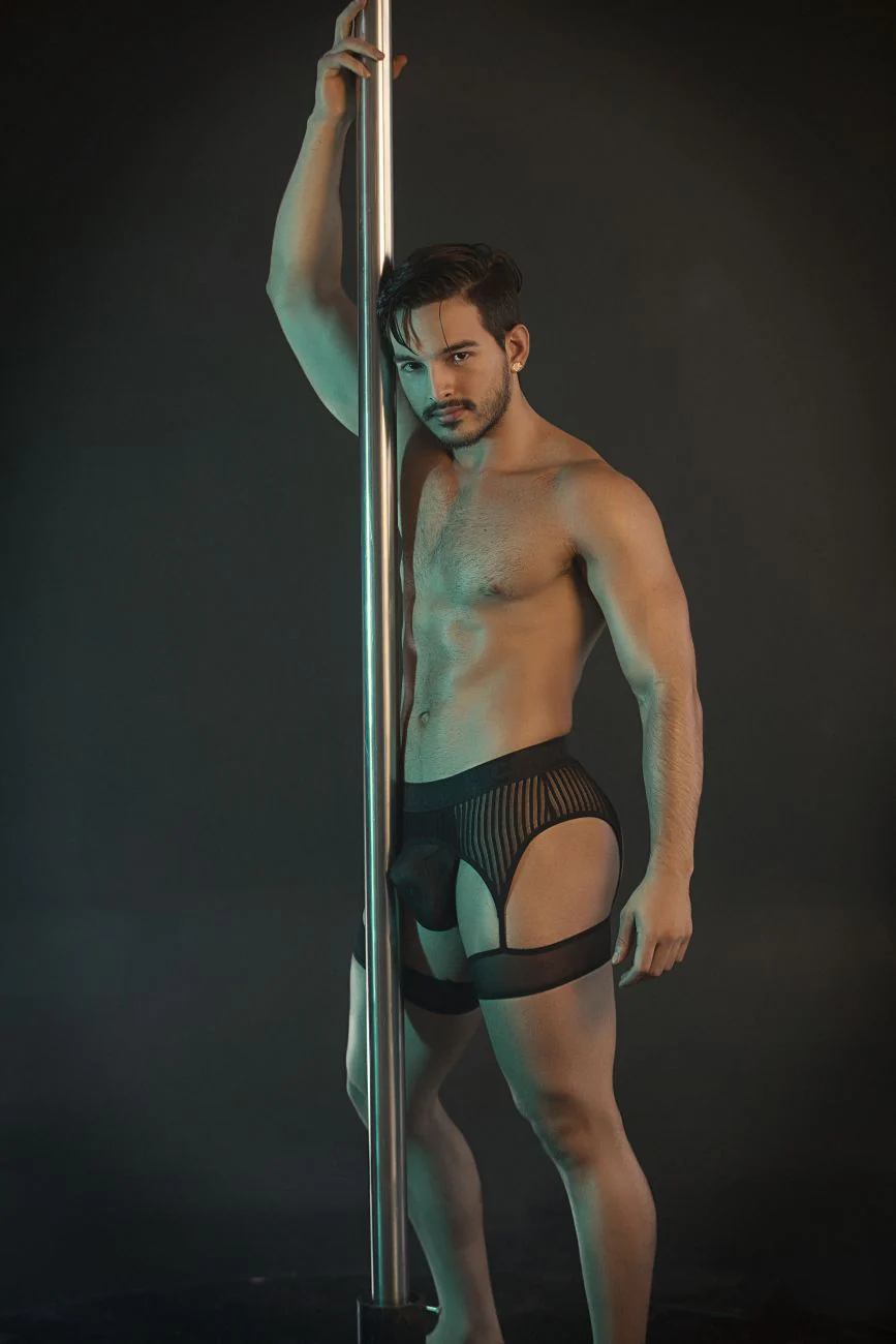 CandyMan 99403 Men's Underwear Gaterbelt Thongs Color Black Mesh - Image 11