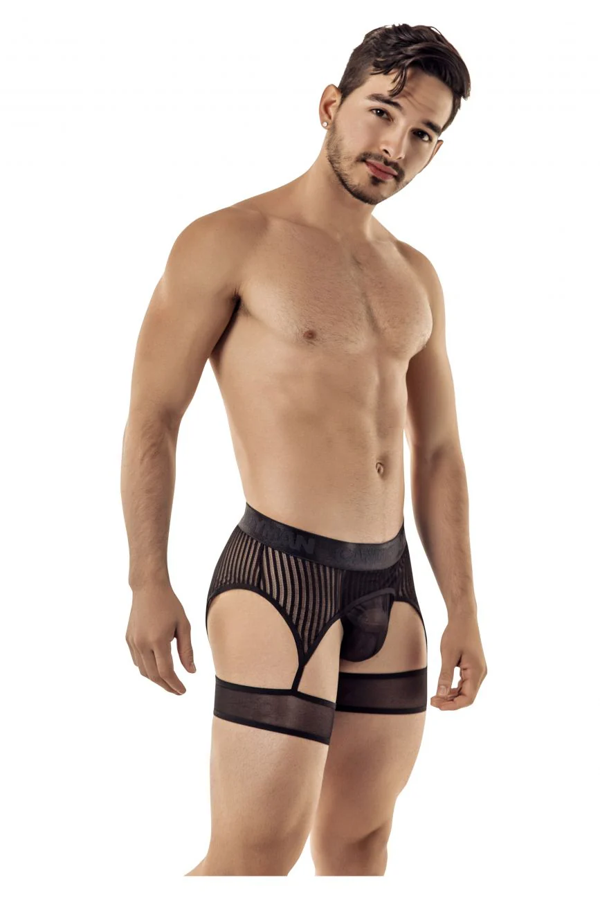 CandyMan 99403 Men's Underwear Gaterbelt Thongs Color Black Mesh - Image 4