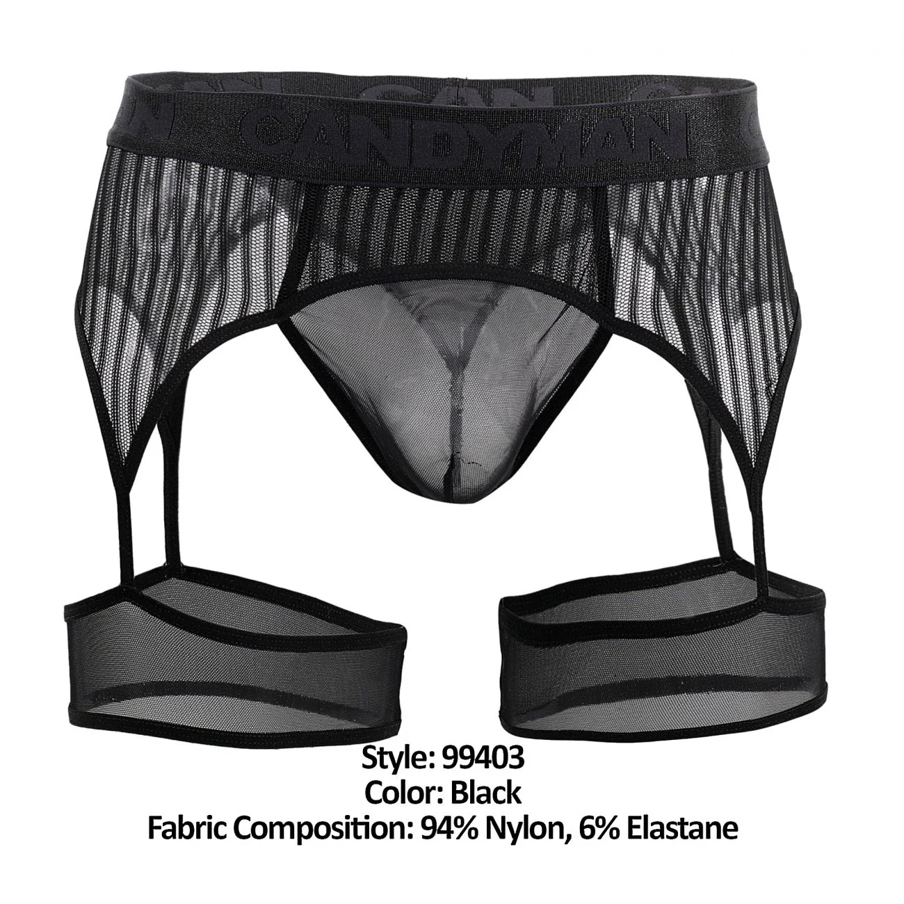 CandyMan 99403 Men's Underwear Gaterbelt Thongs Color Black Mesh - Image 8
