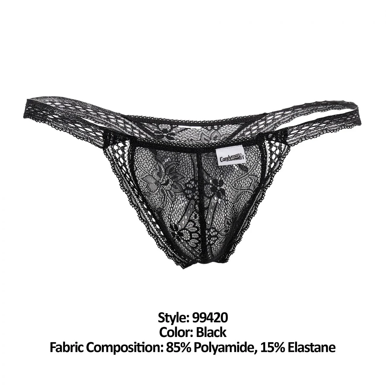 CandyMan 99420 Double Lace Thongs Color Black - Image 8