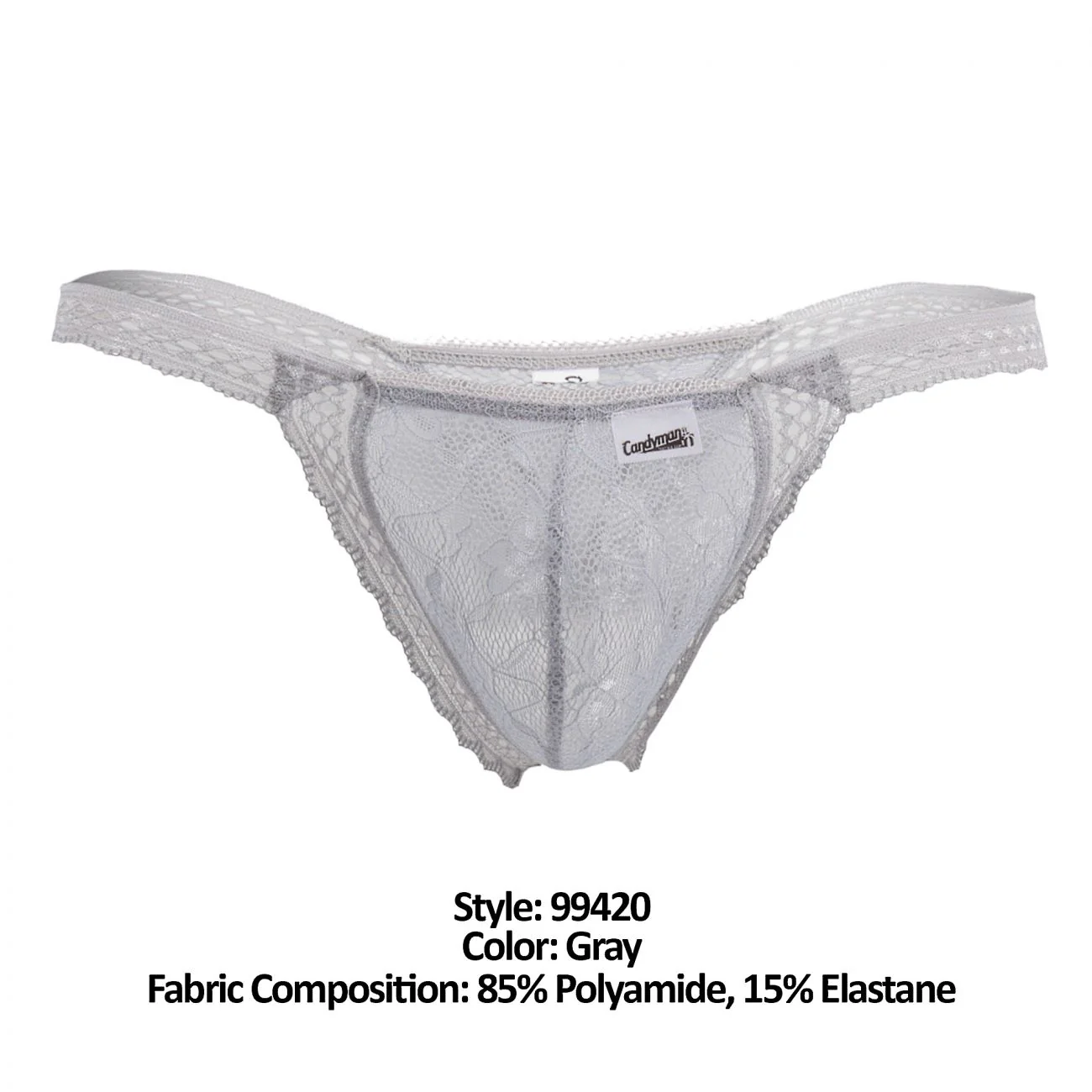 CandyMan 99420 Double Lace Thongs Color Gray - Image 8