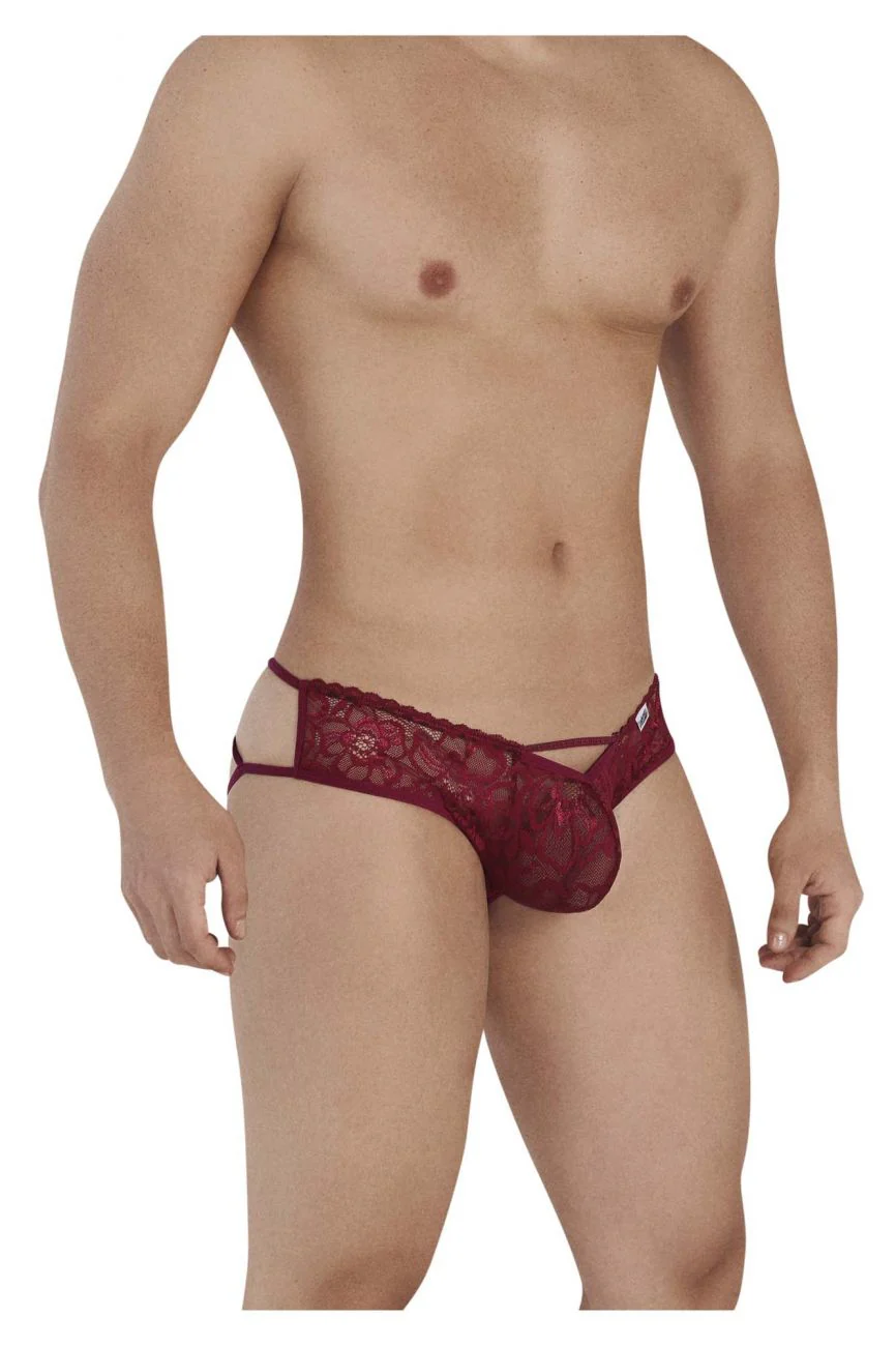 CandyMan 99535 Men's Underwear Bow & Lace Jockstrap Color Burgundy - Image 4