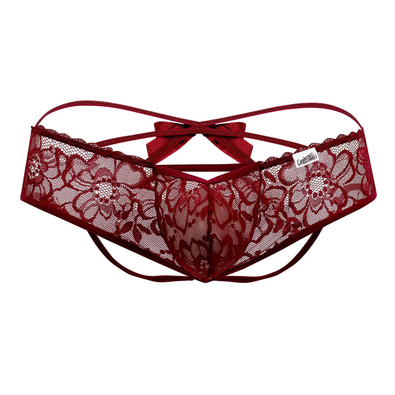 CandyMan 99535 Men's Underwear Bow & Lace Jockstrap Color Burgundy - Image 5
