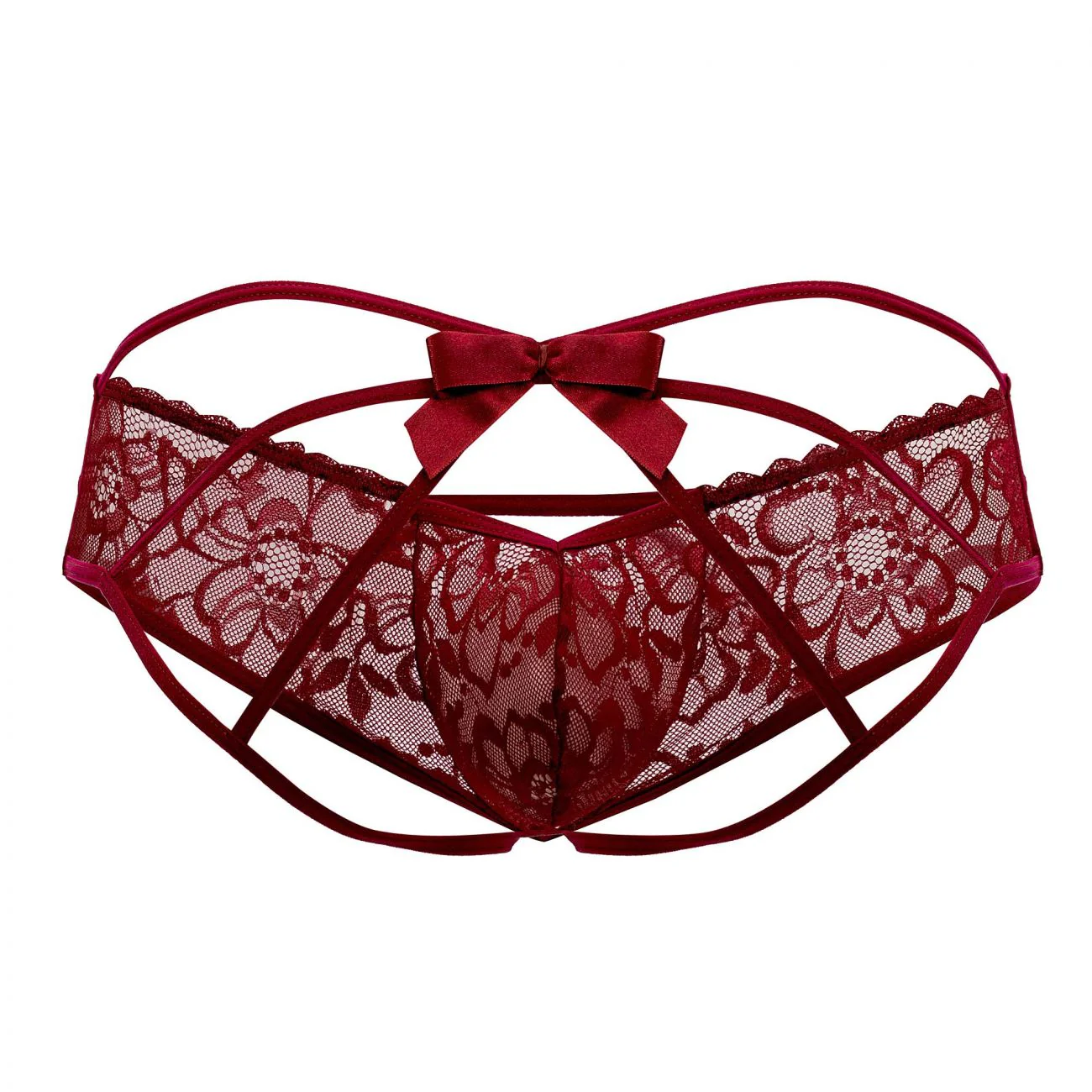 CandyMan 99535 Men's Underwear Bow & Lace Jockstrap Color Burgundy - Image 7