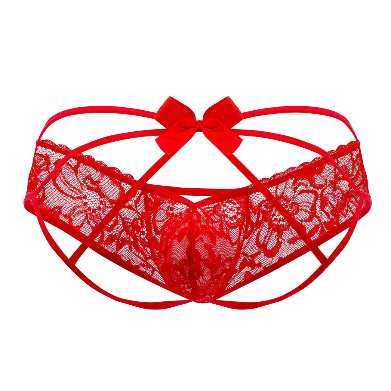 CandyMan 99535 Men's Underwear Bow & Lace Jockstrap Color Red - Image 7