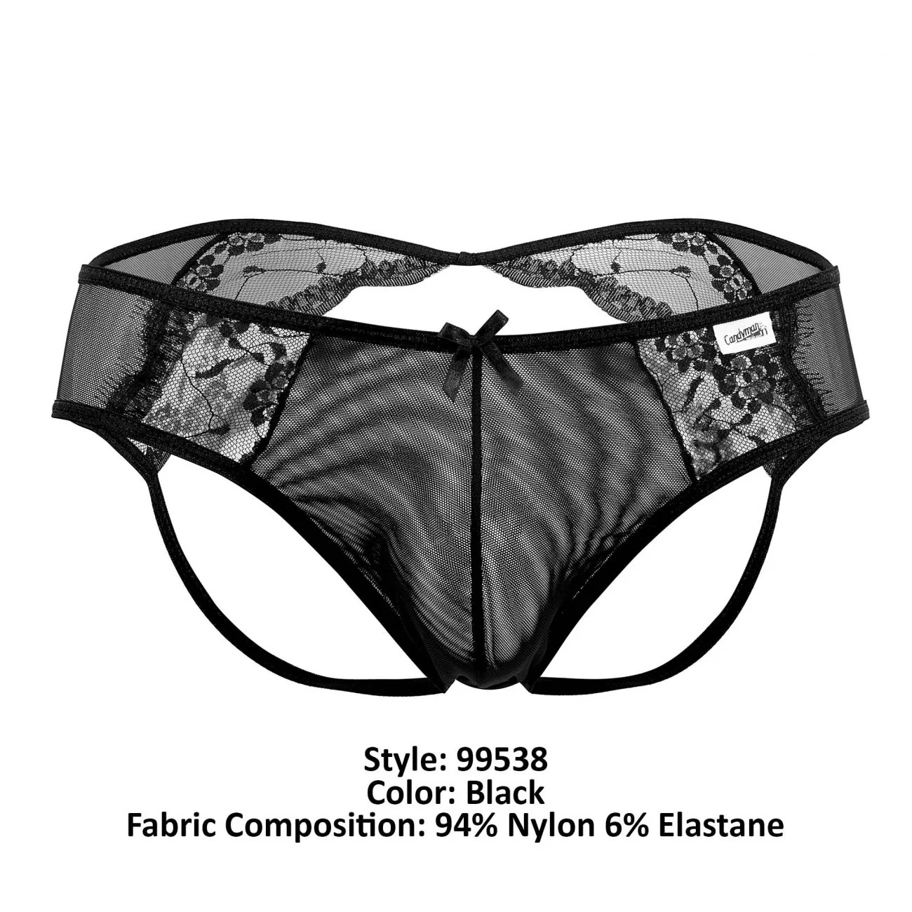 CandyMan 99538 Men's Underwear Lace Mesh Jockstrap Color Black - Image 8