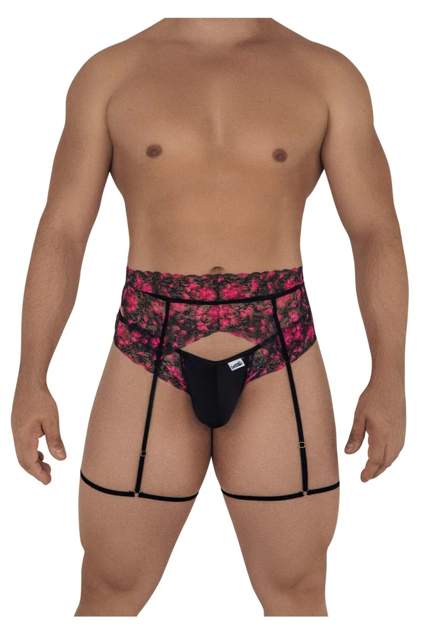 CandyMan 99576X Lace Garter Thongs Color Black Print - Image 2