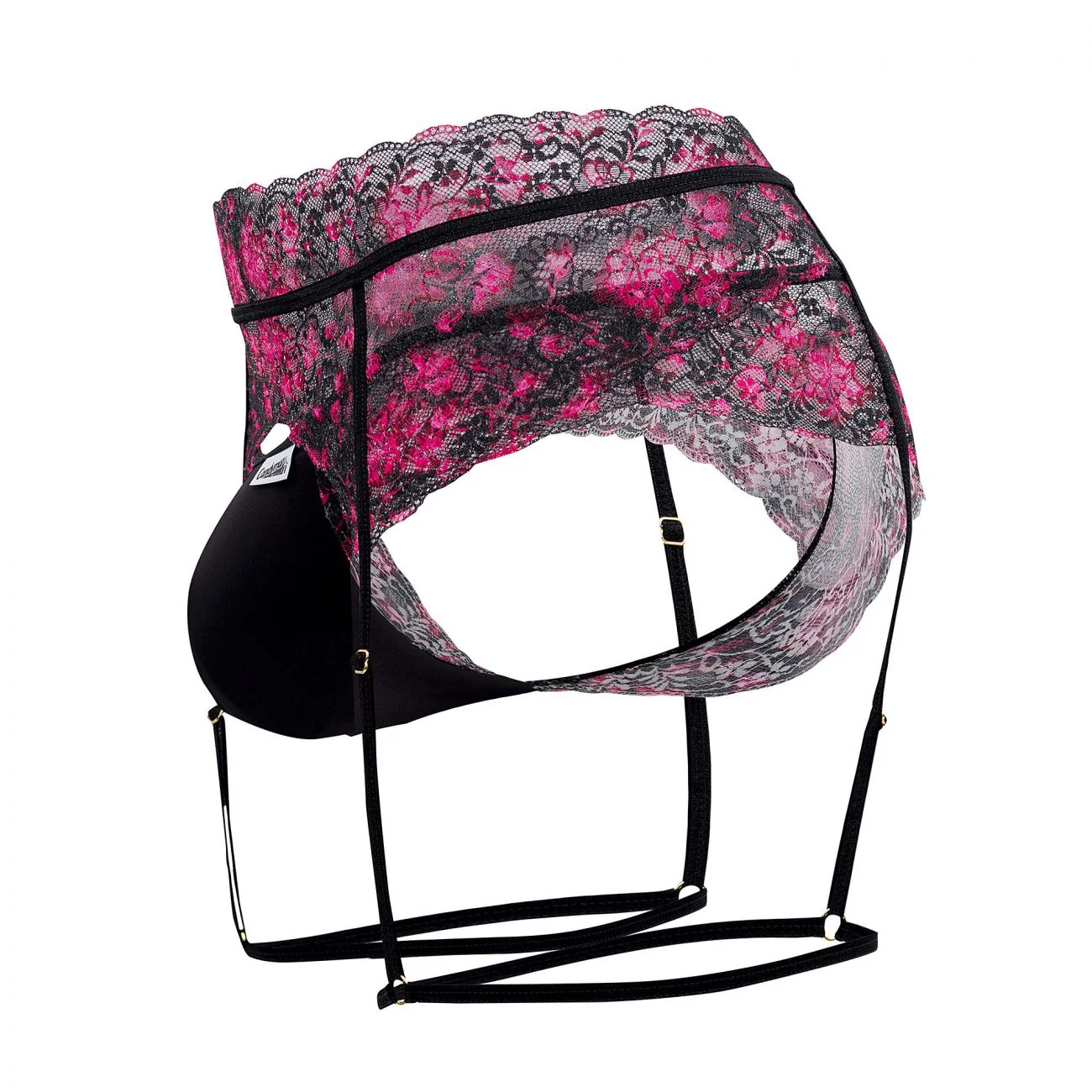 CandyMan 99576X Lace Garter Thongs Color Black Print - Image 6