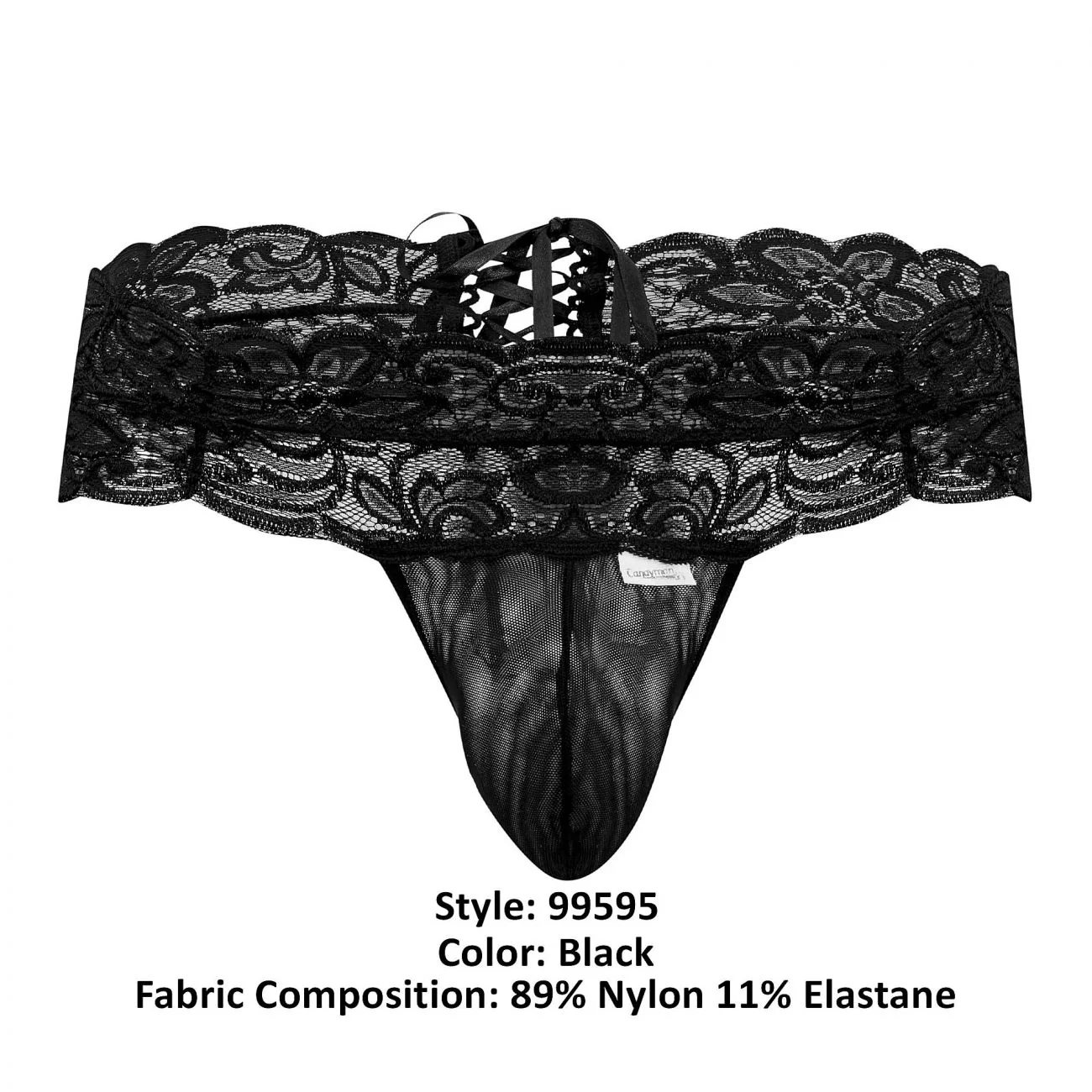 CandyMan 99595 Men's Underwear Lace Mesh Thongs Color Black - Image 8