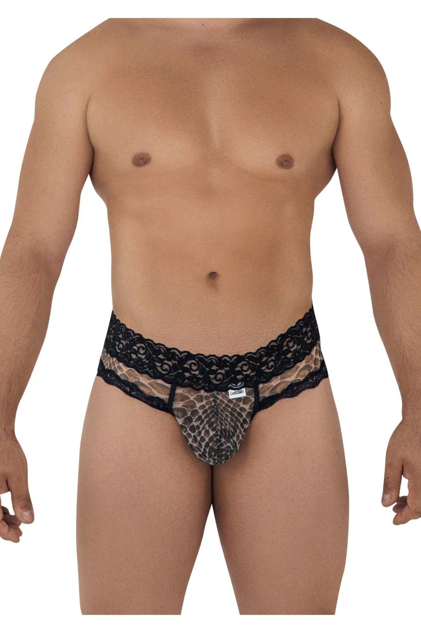 CandyMan 99596X Mesh-Lace Thongs Color Snake Print - Image 2