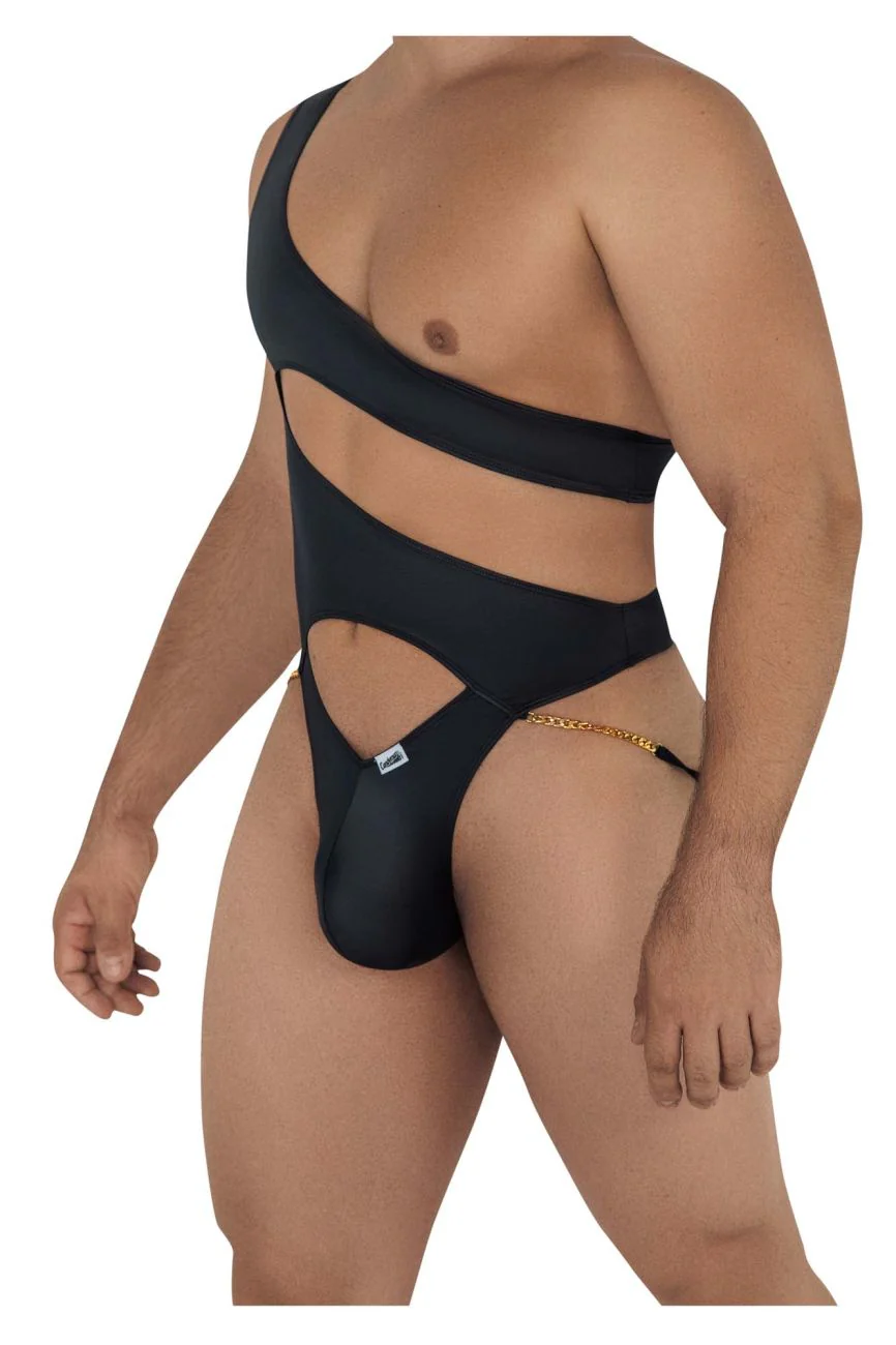 CandyMan 99597X One Shoulder Bodysuit Color Black - Image 4