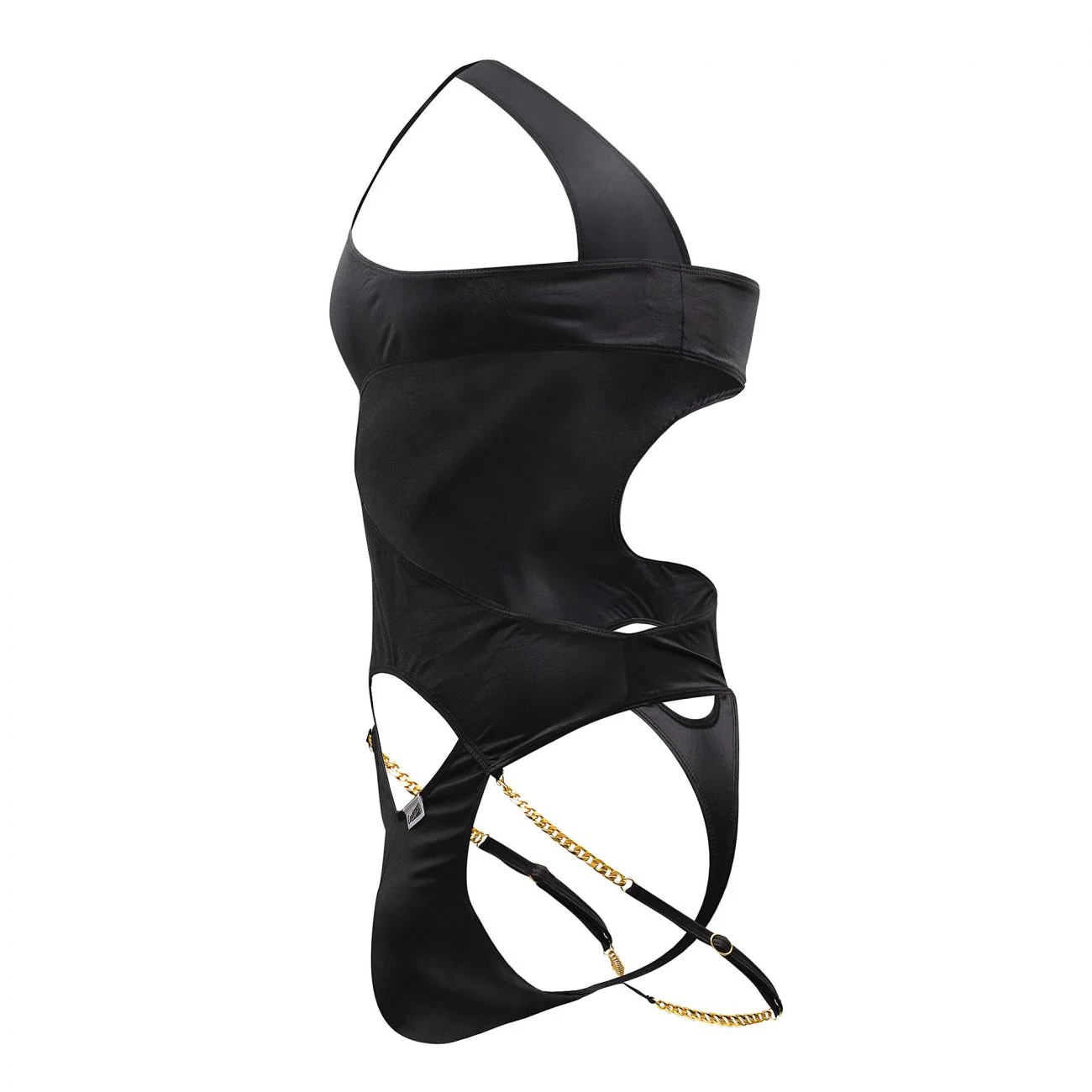 CandyMan 99597X One Shoulder Bodysuit Color Black - Image 6