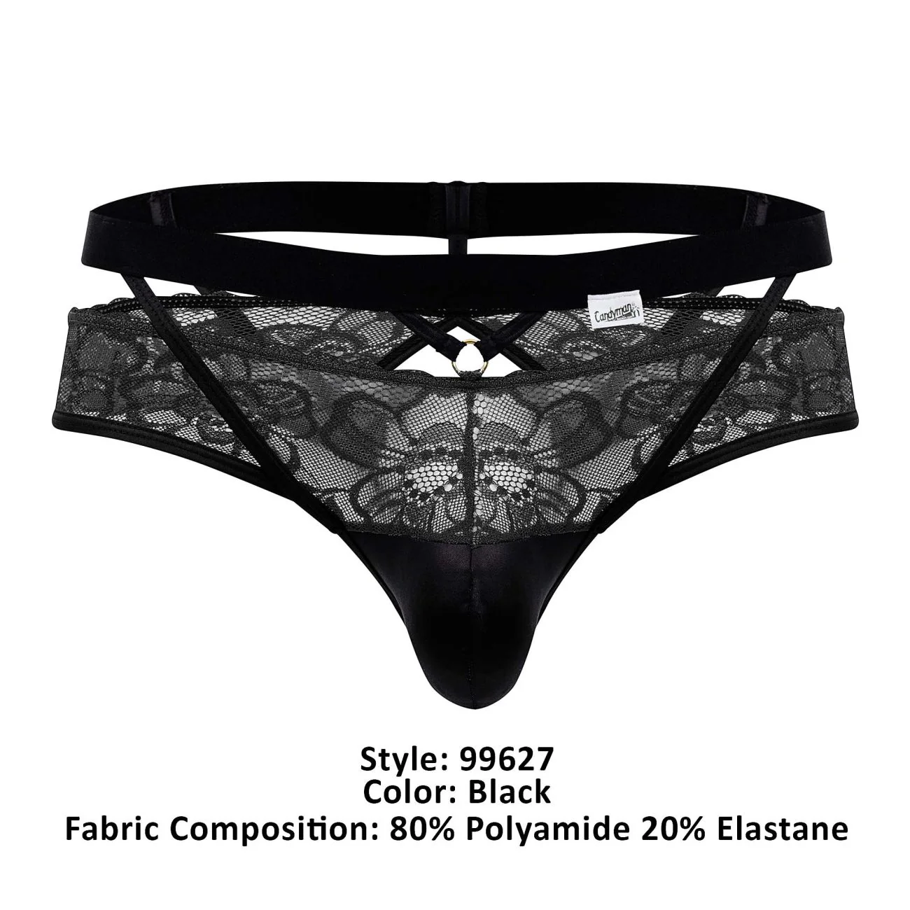 CandyMan 99627 Lace Jockstrap Color Black - Image 8