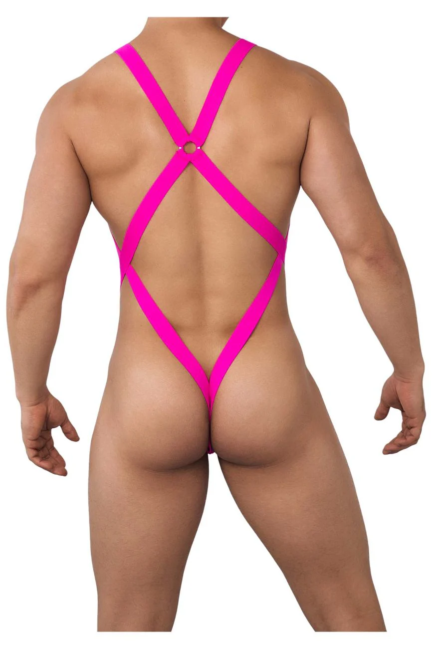 CandyMan 99643 Mesh Bodysuit Color Hot Pink - Image 3