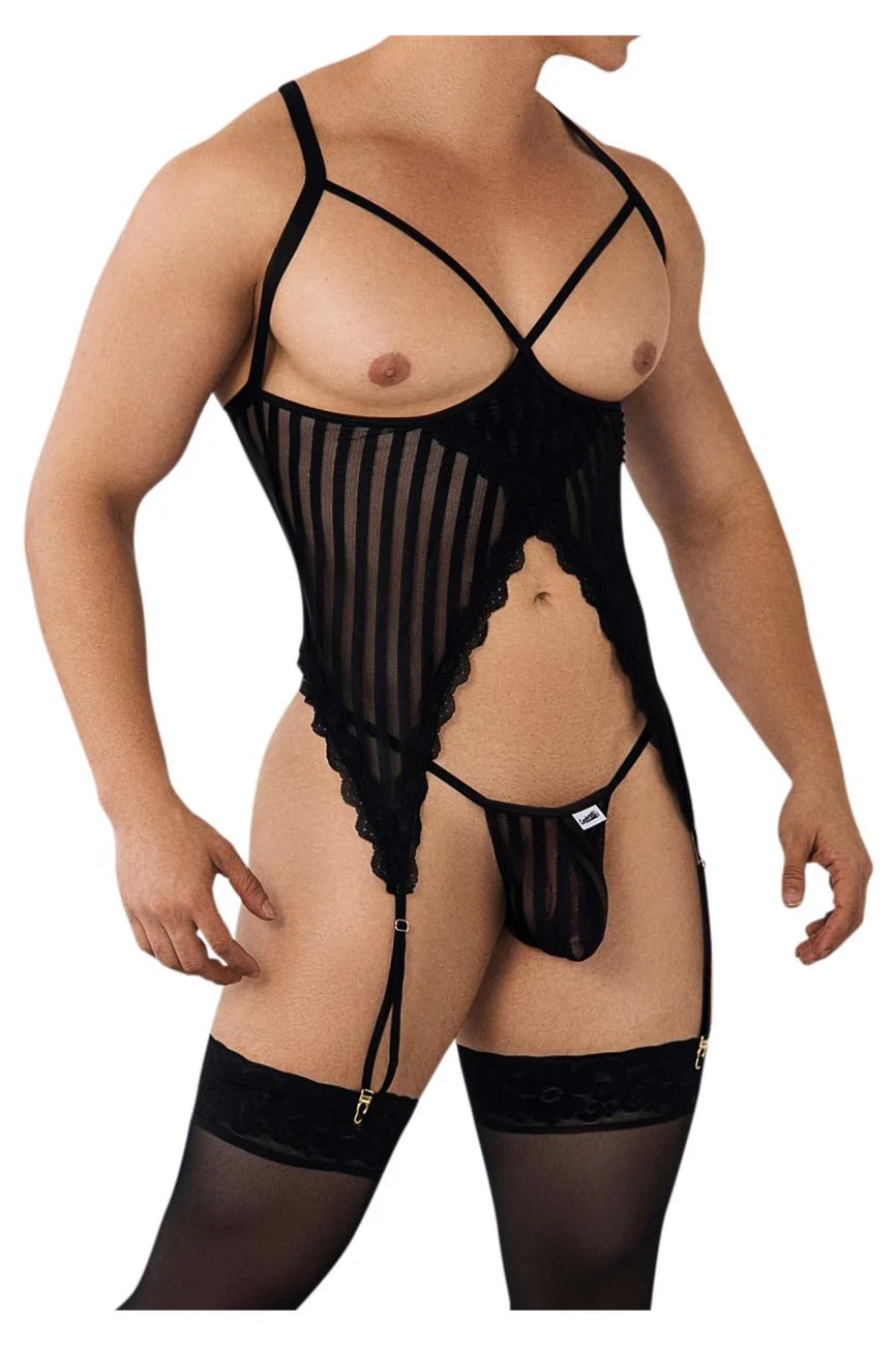 CandyMan 99654 Men's Underwear Two Piece Set Color Black Mesh - Image 4