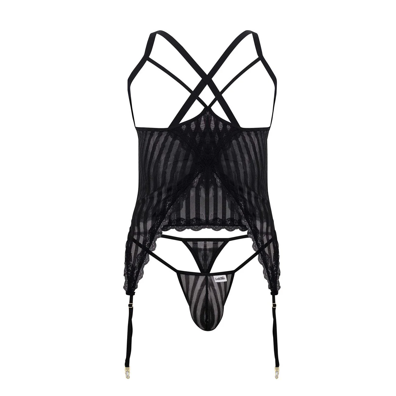 CandyMan 99654 Men's Underwear Two Piece Set Color Black Mesh - Image 5