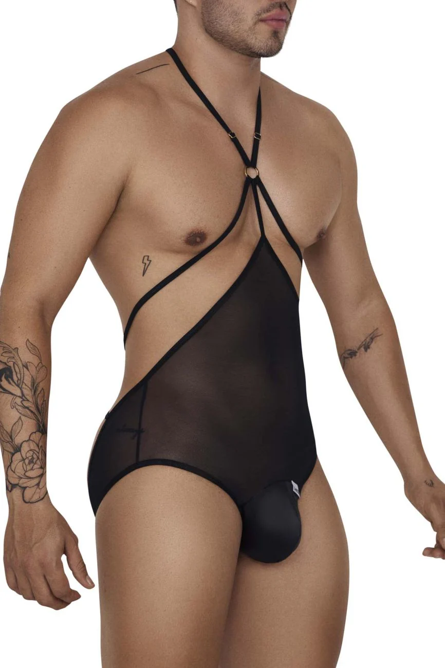 CandyMan 99662X Tulle Bodysuit Color Black - Image 4