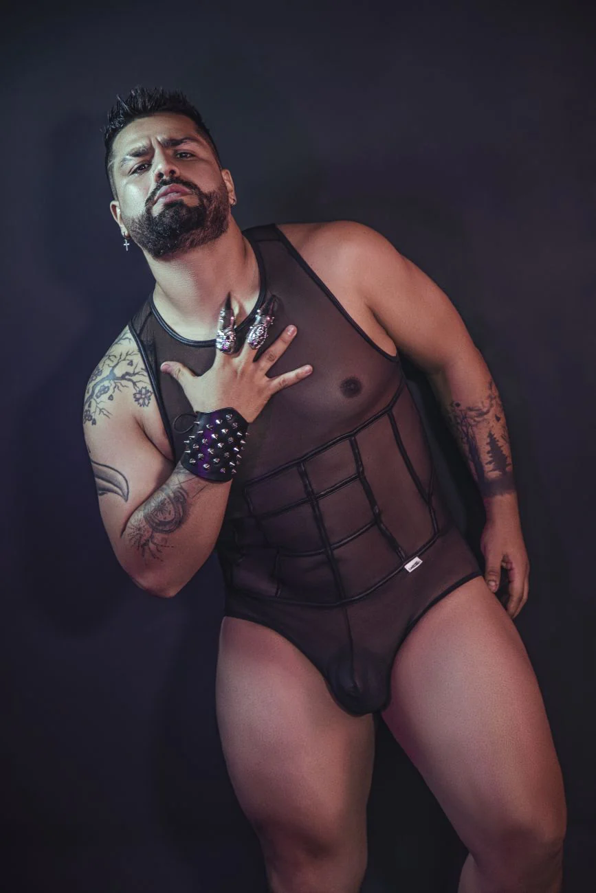 CandyMan 99683X Tulle Bodysuit Color Black - Image 9