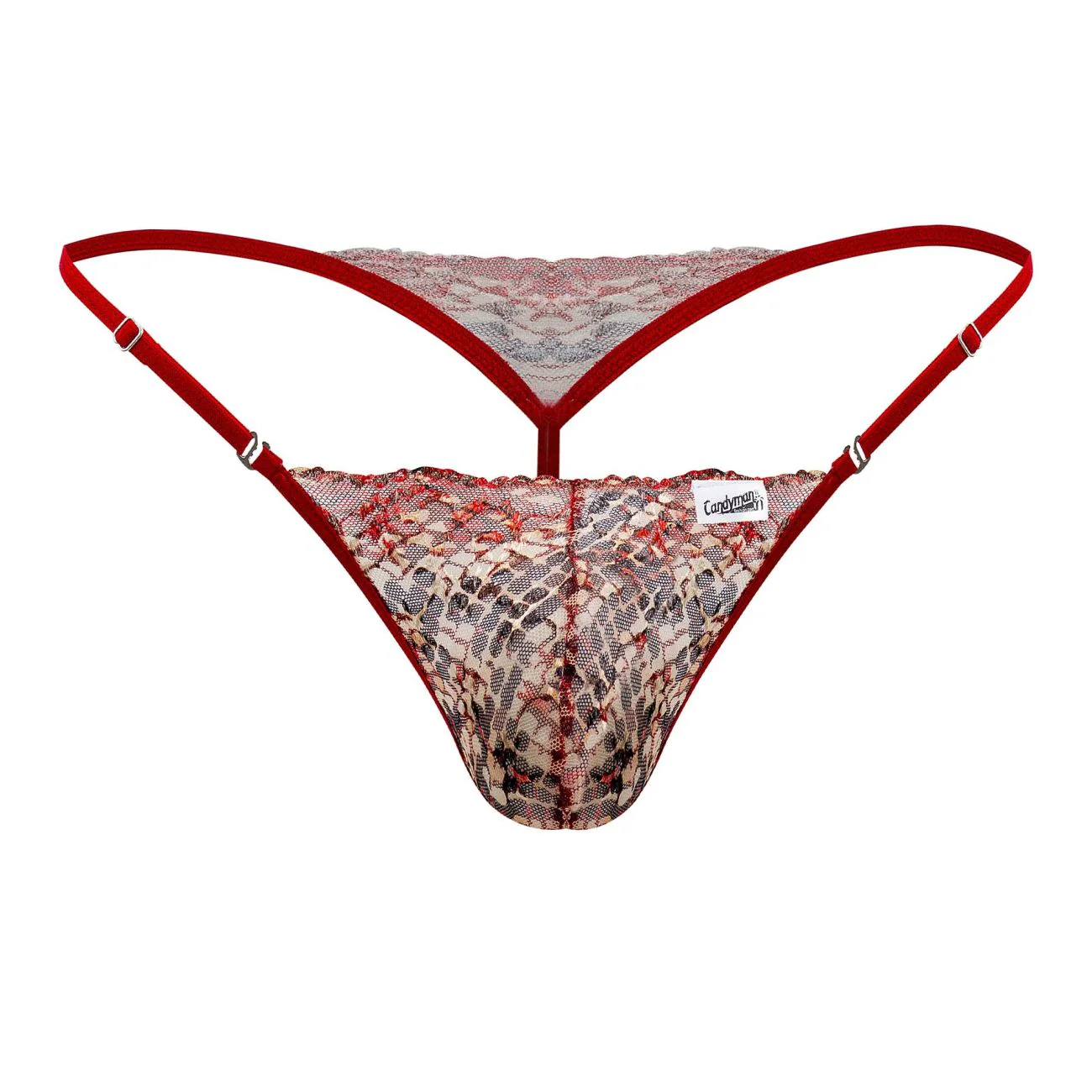 CandyMan 99685 Lace Thongs Color Red-Print - Image 5