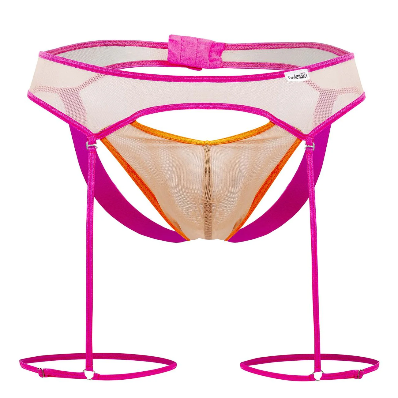 CandyMan 99687 Garter Jock Two Piece Set Color Beige-Neon - Image 5