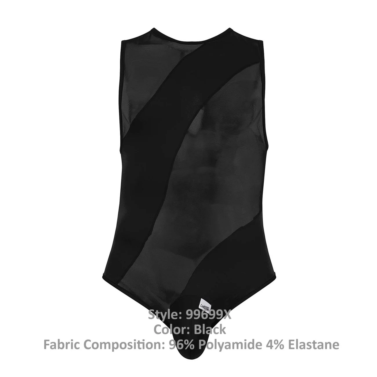 CandyMan 99699X Mesh Bodysuit Color Black - Image 8