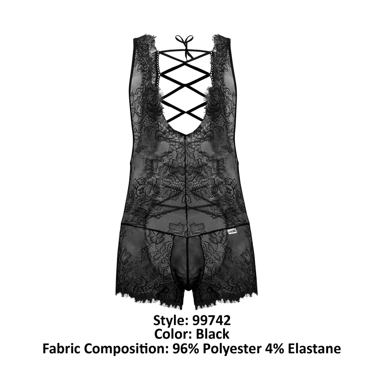 CandyMan 99743 Lace Bodysuit Color Black - Image 8