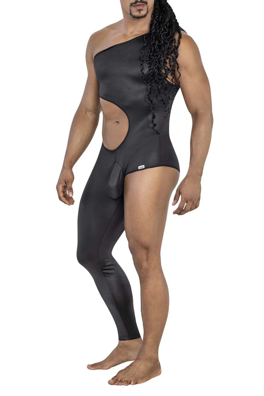 CandyMan 99786 One Shoulder One Leg Bodysuit Color Black - Image 7