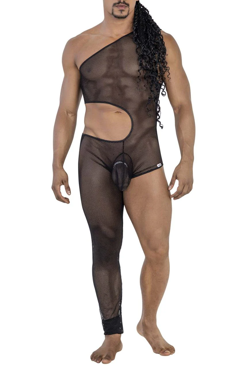 CandyMan 99787 One Shoulder One Leg Bodysuit Color Black - Image 5