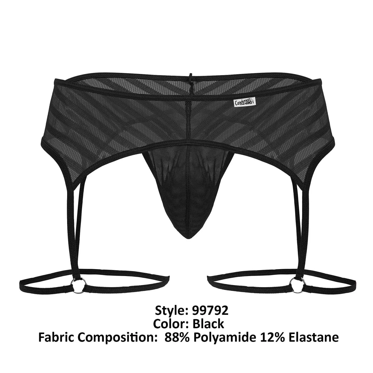 CandyMan 99792 Mesh Garter Thongs Color Black - Image 8