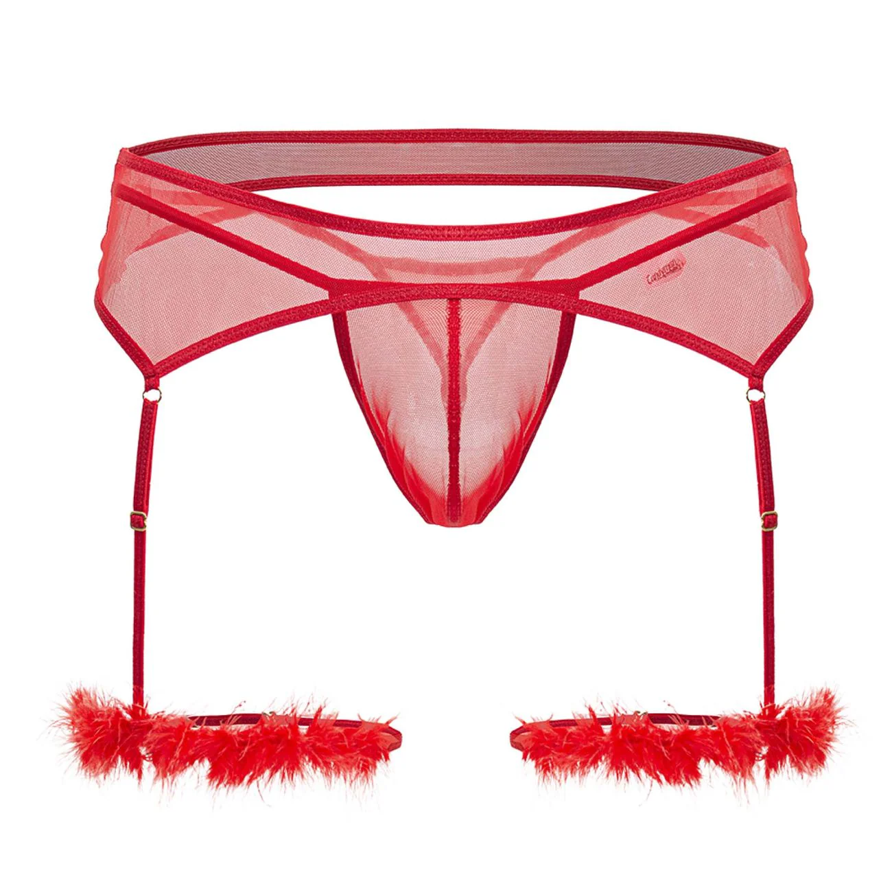 CandyMan 99806 Mesh Garter Outfit Color Red - Image 5
