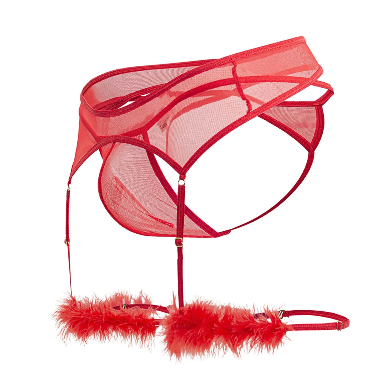CandyMan 99806 Mesh Garter Outfit Color Red - Image 6