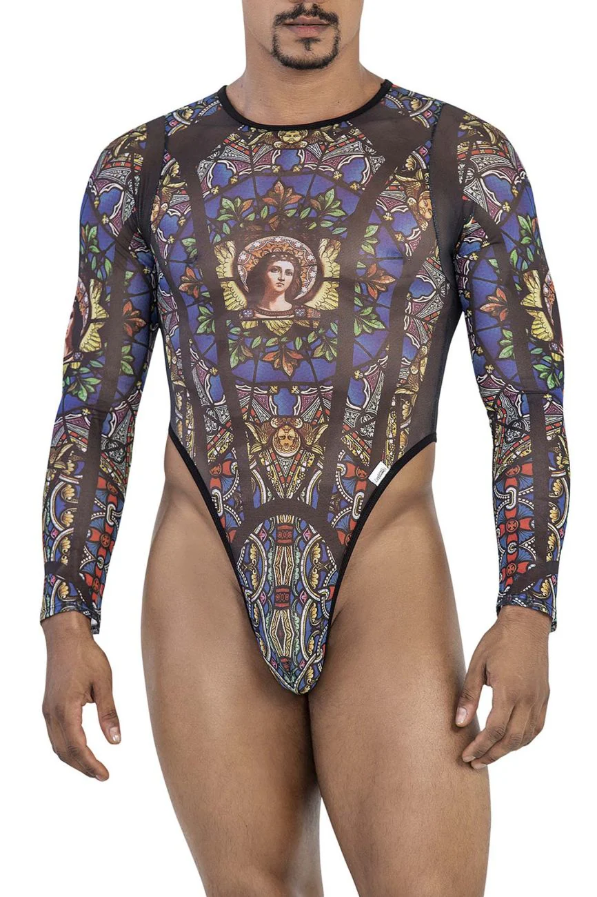 CandyMan 99814 Stained Glass Bodysuit Color Black-Print - Image 2
