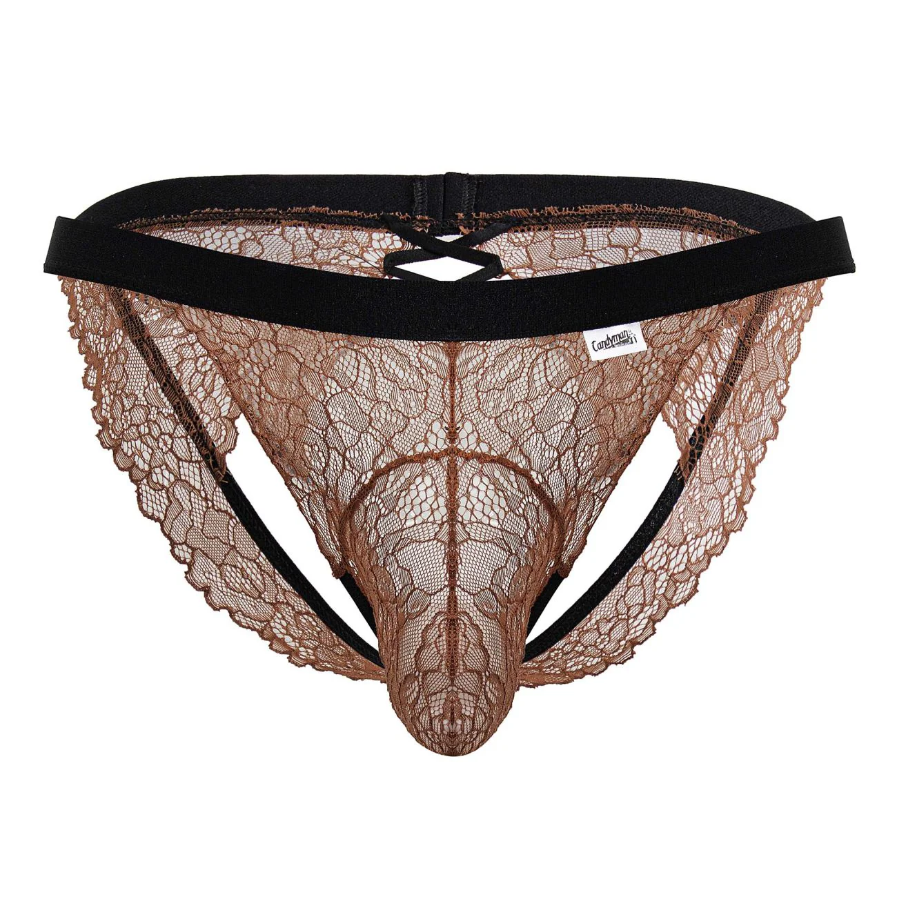 CandyMan 99853 Lace Jockstrap Color Black-Terracotta - Image 5
