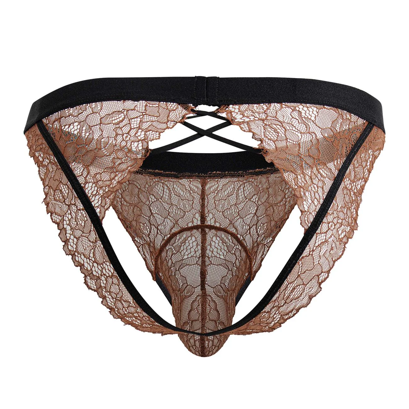 CandyMan 99853 Lace Jockstrap Color Black-Terracotta - Image 7