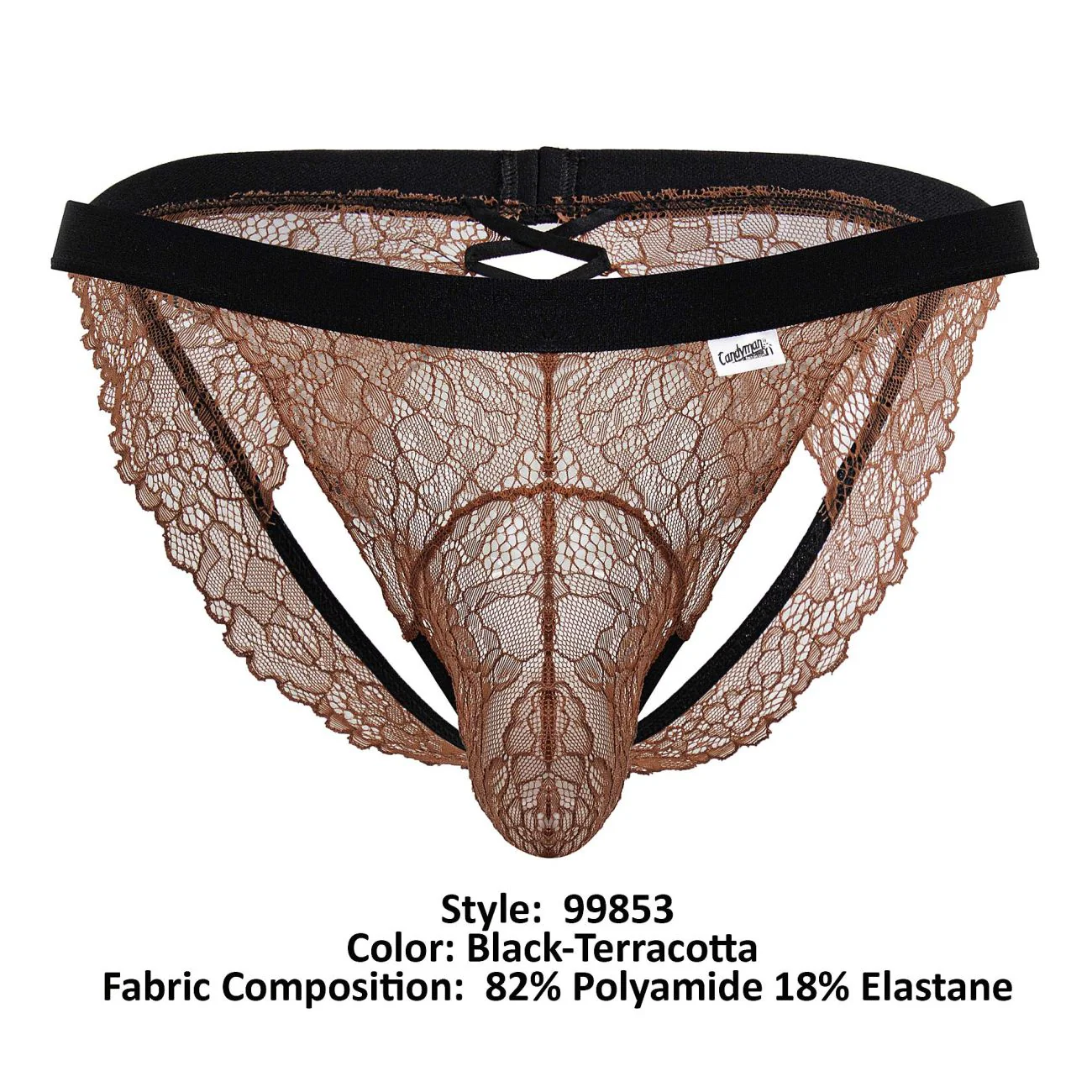 CandyMan 99853 Lace Jockstrap Color Black-Terracotta - Image 8