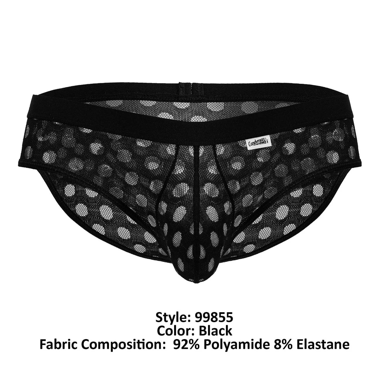 CandyMan 99855 Polka Mesh Briefs Color Black - Image 8