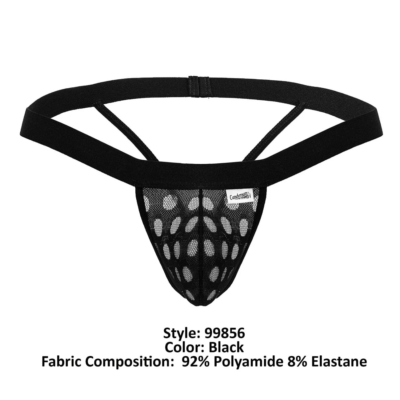 CandyMan 99856 Polka Mesh Thongs Color Black - Image 8