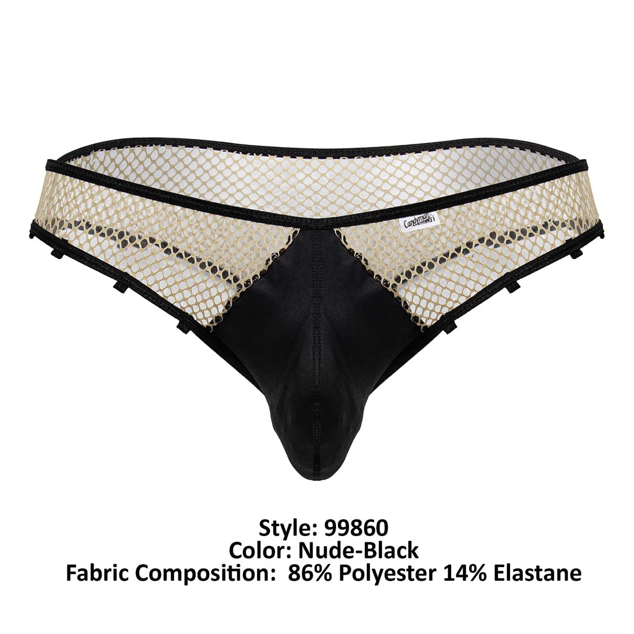 CandyMan 99860 Fishnet Thongs Color Nude-Black - Image 8