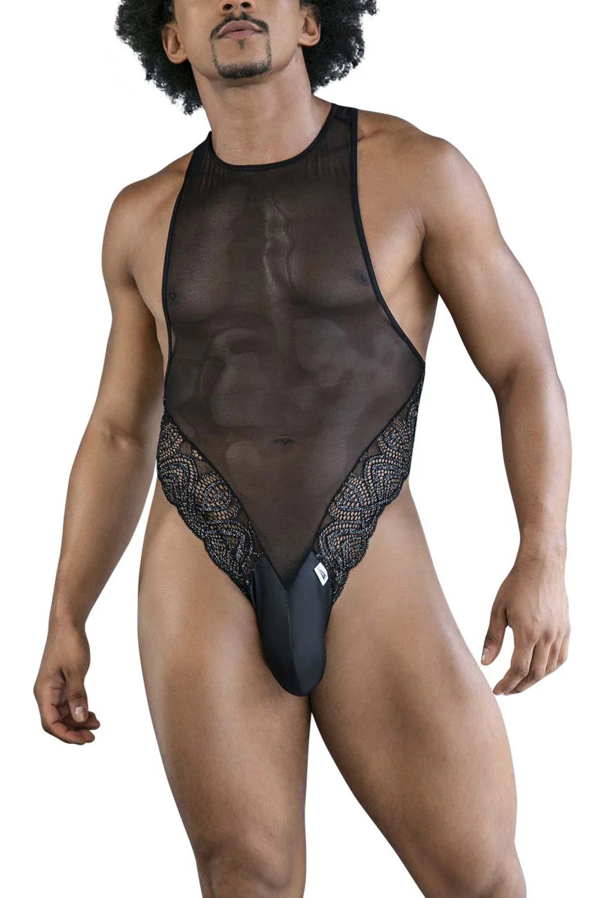 CandyMan 99864 Lace-Mesh Bodysuit Color Black - Image 2
